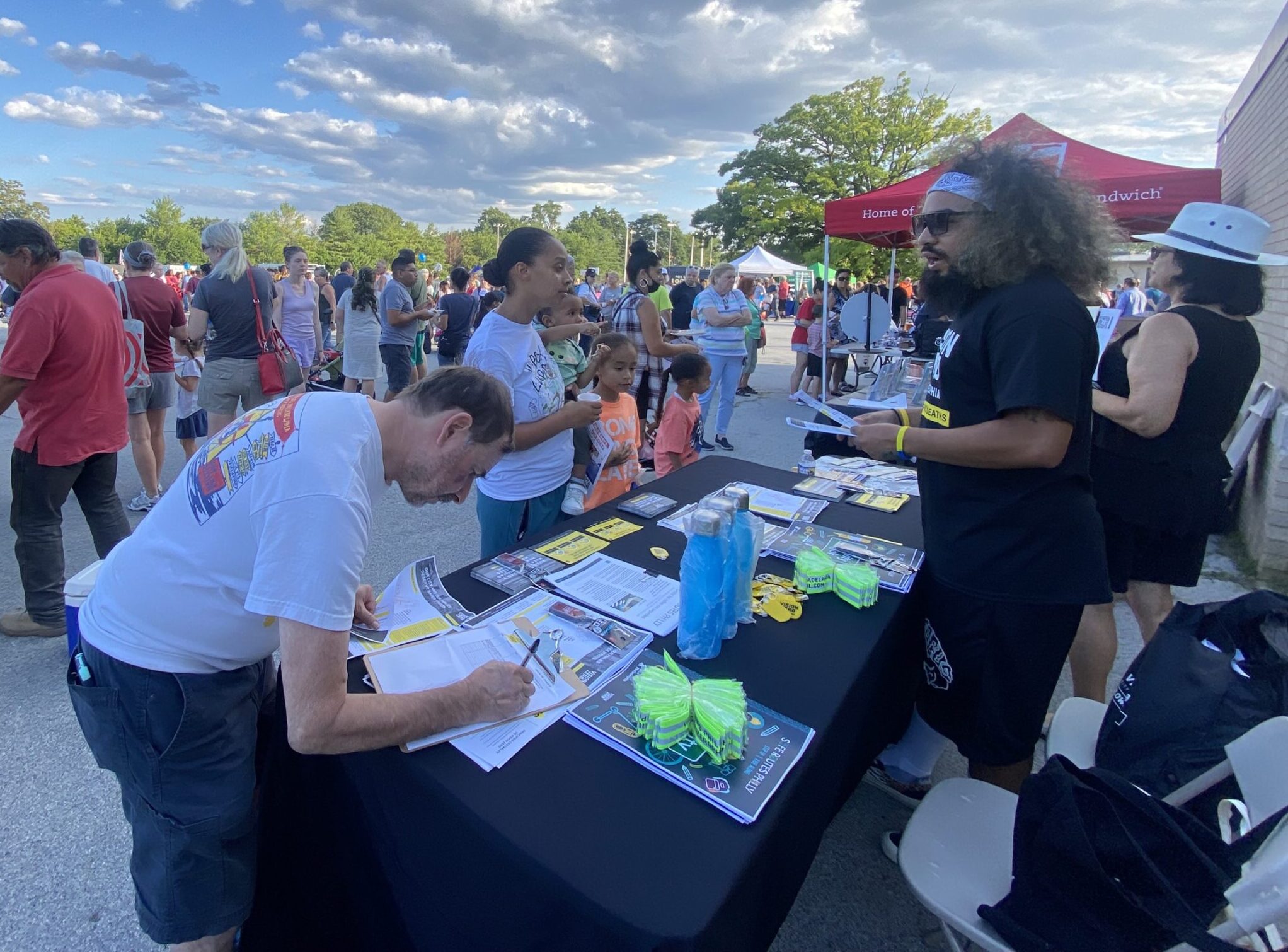 Vision Zero ambassador tabling at an National Night Out event