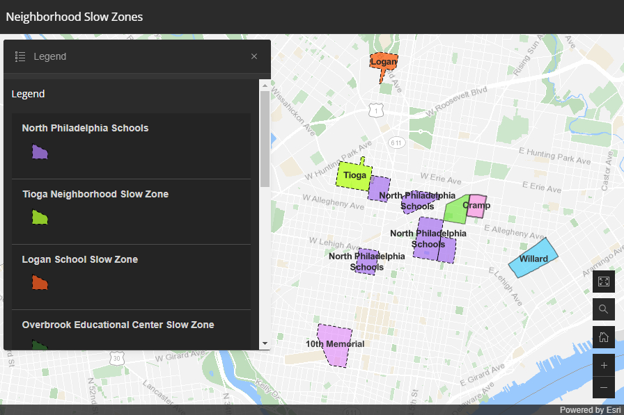 Map of neighborhood slow zones.